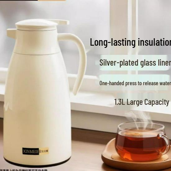 Glass-Lined Thermos Flask: Insulated Large-Capacity Hot Water & Tea Kettle for Home