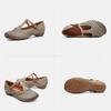 Johnature Genuine Leather Woven Shallow Mary Jane Shoes Retro Low Heeled Women's Shoes