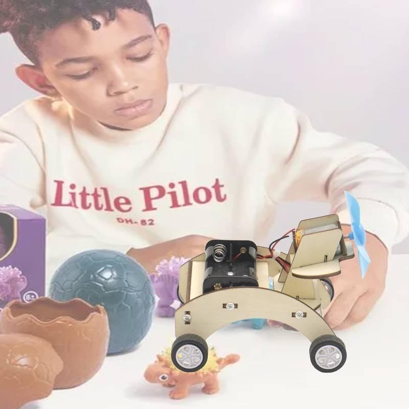 Children's Diy Wooden Science Wind-powered Small Car Model Kit Customizable Educational Toy