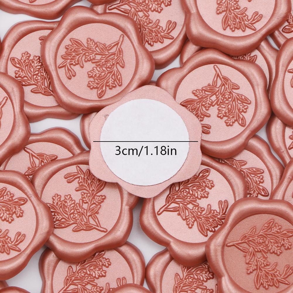 25pcs Rose Gold Wax Seal Stamp Stickers - Eucalyptus Wedding Invitation Envelope Seal Stickers, Self- Adhesive Stickers Perfect
