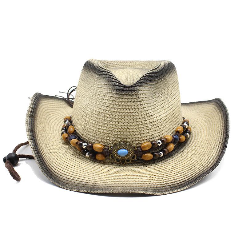 Spring And Summer Men And Women Travel Seaside Beach Sun Protection Sun Hat Spray Paint Denim Straw Hat
