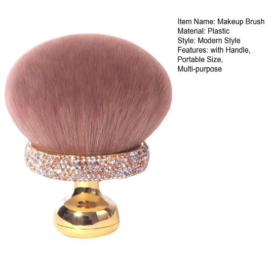 Mushroom Makeup Brush with Rhinestone Handle Multi-purpose Self Tanner Applicator Brush Loose Powder Blush Face Body Cosmetic Brush