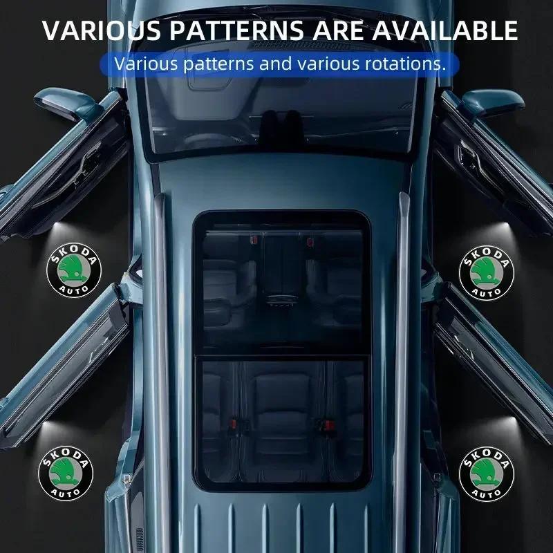 1/2pcs LED Car door universal projector high-definition welcome lights For Skoda Octavia Rapid Kodiaq Karoq Superb Fabia VisionS hkpx25