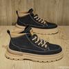 Fashion Men's new autumn breathable retro casual boots black high top workwear simple comfortable anti slip wear-resistant men's shoes