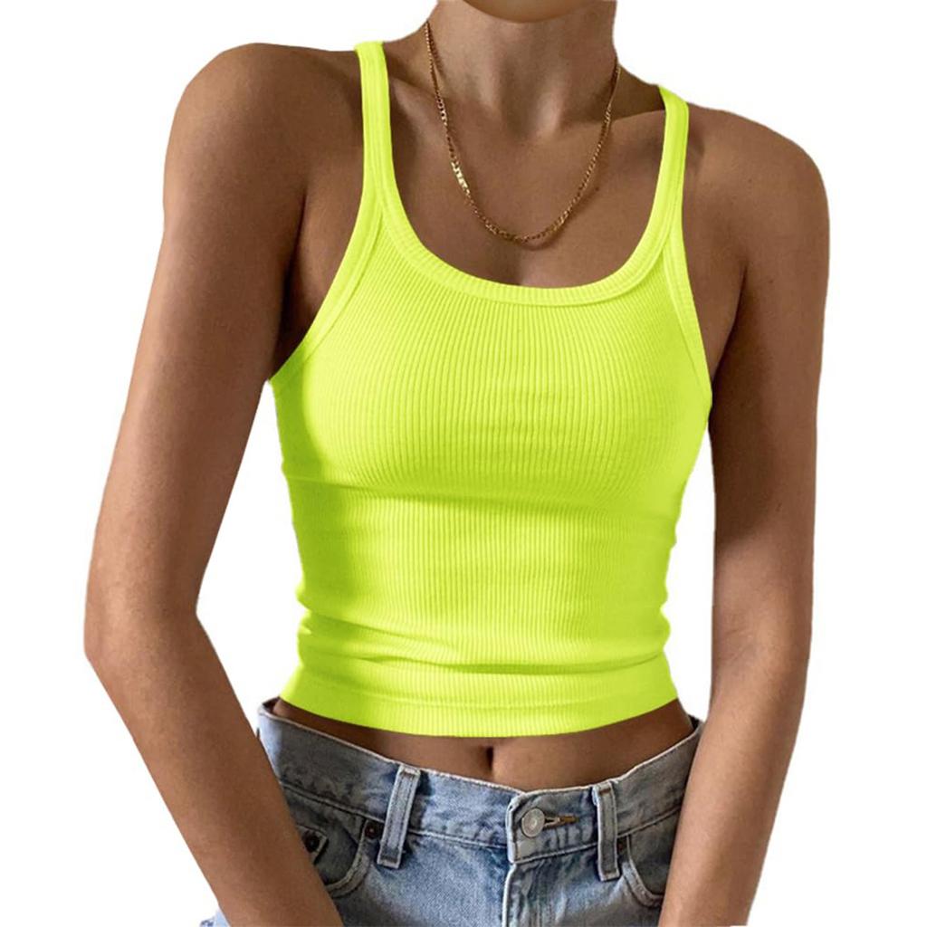 Women's Fashion Casual T-shirt Round Neck Vest Slim Bottom Solid Color Tops
