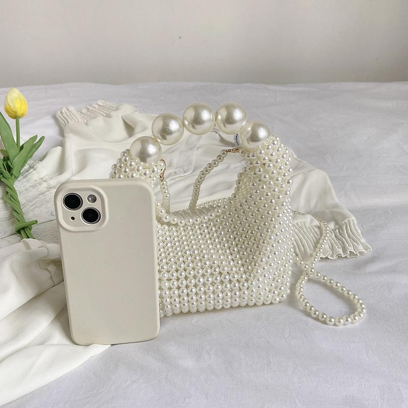 Bags Summer Fairy Bag 2025 New Xiaoxiangfeng Pearl Chain Douyin Same Shoulder Crossbody Woven Bag