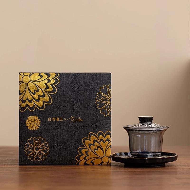 Bright Starry Sky Cover Bowl High-end Glass Teacup with Lid Single Sancai Tea Bowl Large Kung Fu Household Tea Set