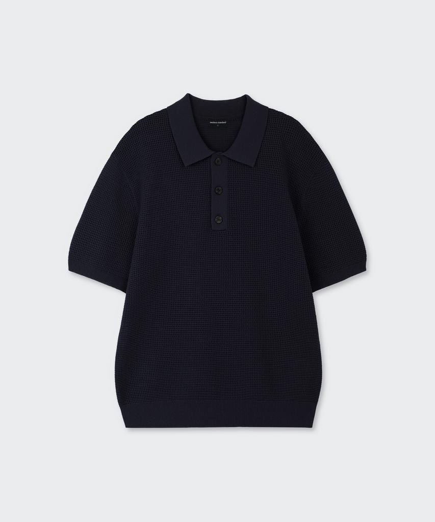 MUSINSA STANDARD Crochet Knitted Polo Shirt [Navy]