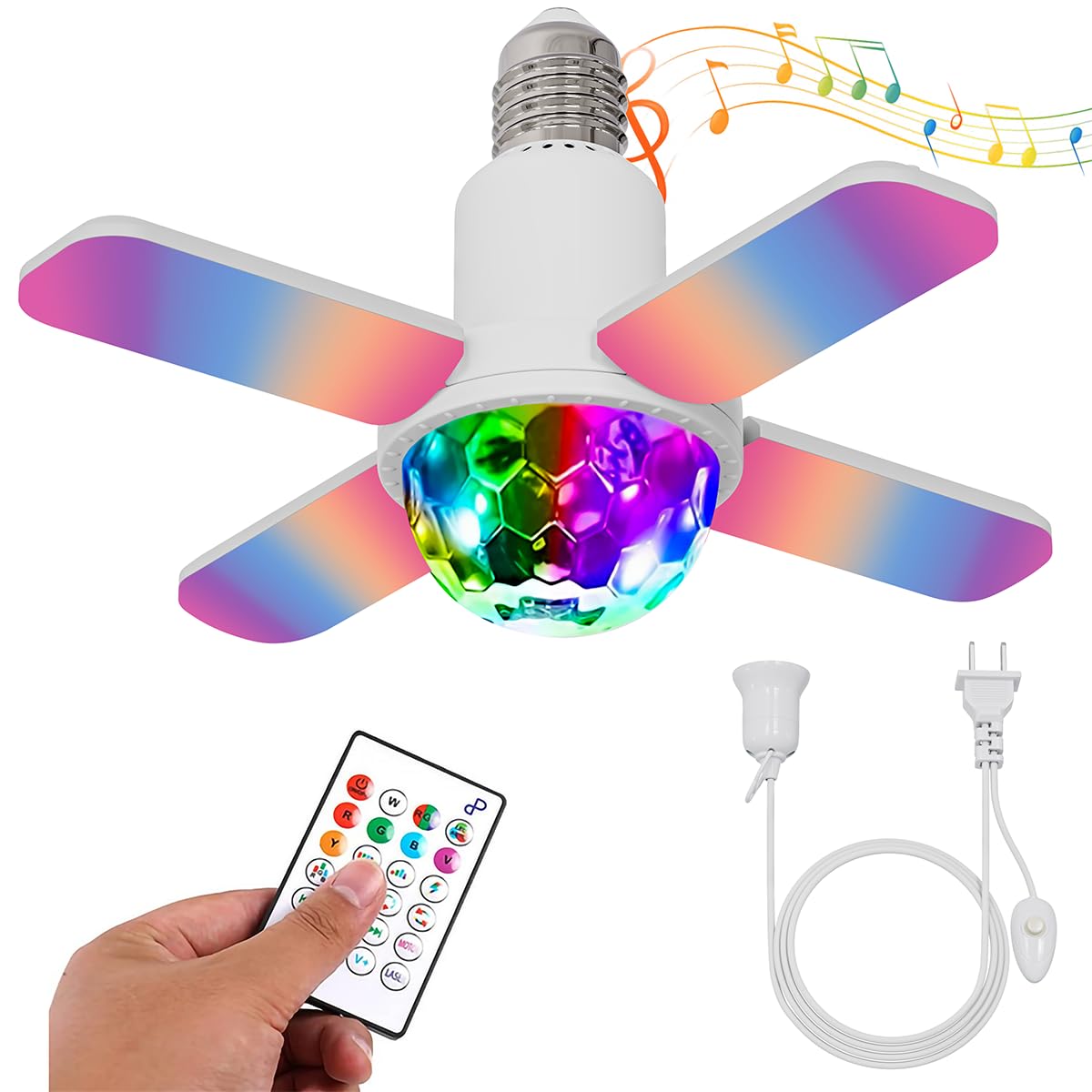 

Сценический свет LETOUR 2023 Четырехлистный зеркальный шар, Светодиодная лампа, RGB Волшебный шар, Многоцветное изменение, Барный свет [Диско-свет + Потолочный свет 2-в-1] с