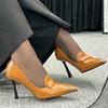Shallow Solid Women Pumps Slip On Belt Buckle Stiletto High Heel Pointed Toe Pumps Fashion Casual 2025 New Arrivals Autumn Pumps