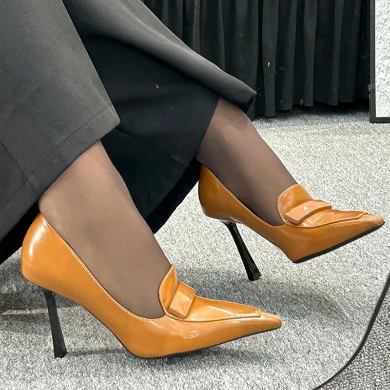 Shallow Solid Women Pumps Slip On Belt Buckle Stiletto High Heel Pointed Toe Pumps Fashion Casual 2025 New Arrivals Autumn Pumps