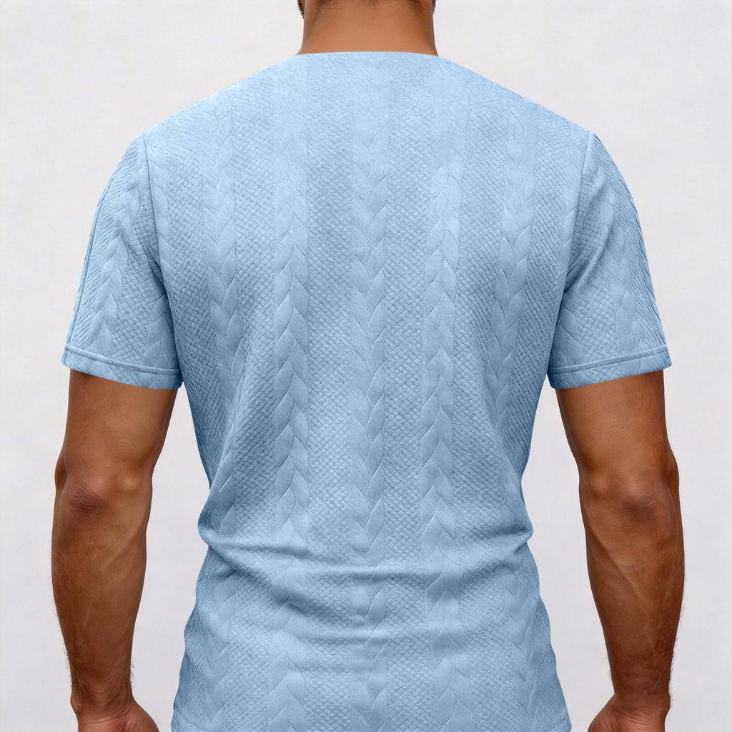 Men's Sweatshirt - Turned Collar - Half-zip Pullover Short-sleeved Shirt