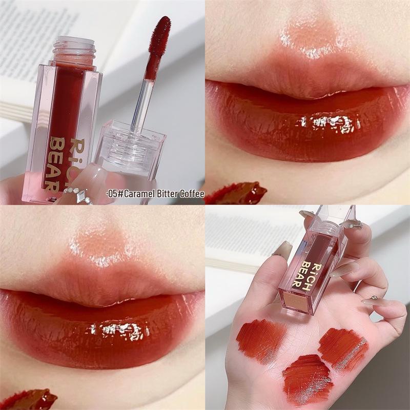Rich Bear Glazed Lip Tint: Lustrous, Long-lasting, Water-Gloss Shine, Vibrant Colors