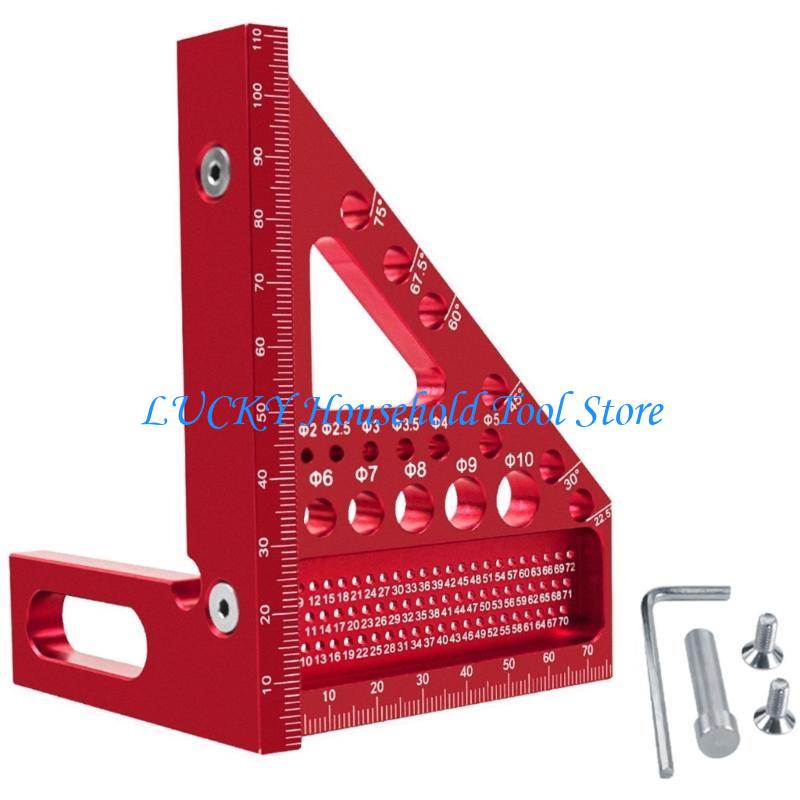 

J0MC Multi Angles Measuring Ruler,45/90 Degree Woodworking Square Protractors,Drawing Line Ruler, Miter Triangles Ruler червоний
