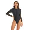 European and American Swimsuits Solid Color One-piece Triangle Sexy Hollow Bikini Sunscreen Long-sleeved Swimwear
