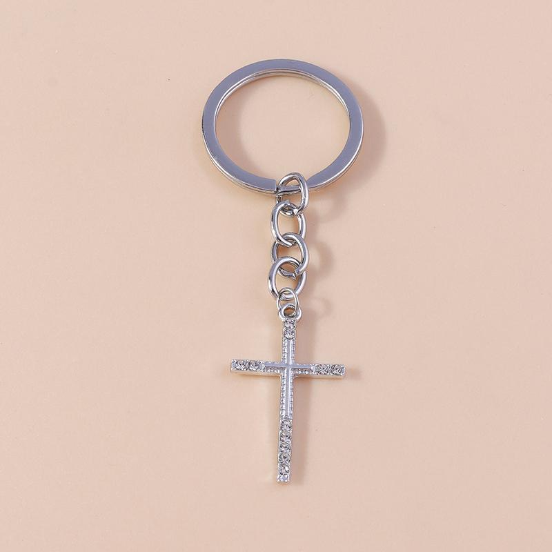 Luxury Rhinestone Crystal Cross Keychain Religious Key Ring Pendants for Key Holder Women Girls Handbag Charms DIY Jewelry Gifts