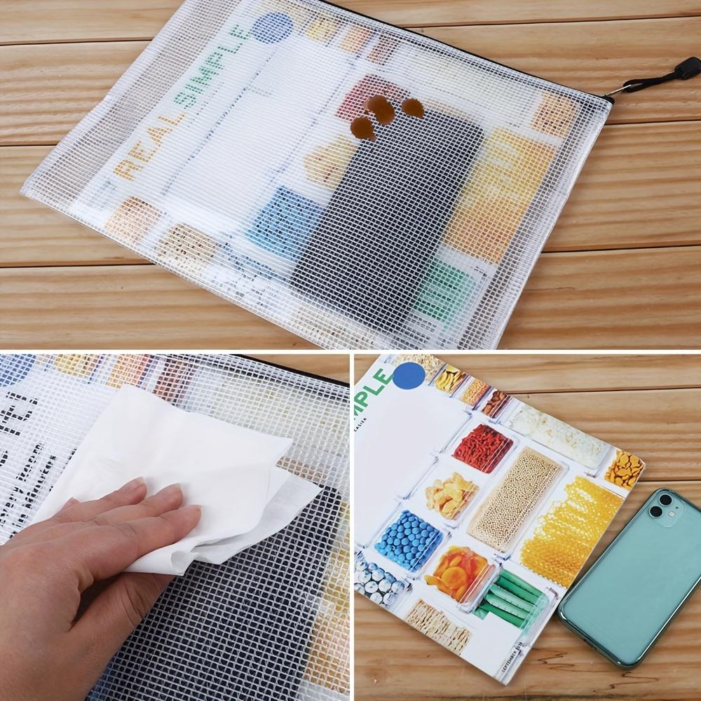 36/24/12pcs A4 Clear Mesh Zipper Pouch Bags, For Organization, Board Game, Puzzles, Office Supplies, Schools And Travel