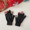 1 Pair Christmas Knitted Gloves Men Women Winter Warm Thick Plush Gloves with Xmas Charm Outdoor Cycling Cold Weather Thermal Full Finger Gloves