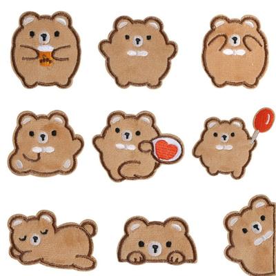 DIY Down Jacket Fabric Patch Cartoon Bear Fabric Iron On Patches  Clothing Accessories
