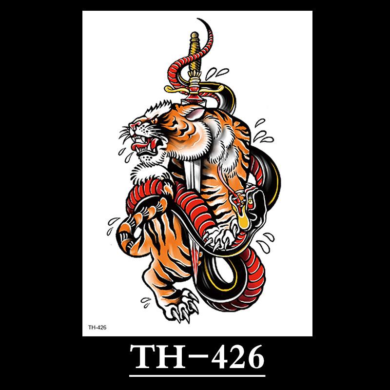 Animal Tattoo Sticker, Liger Tattoo Sticker, Half Arm Waterproof Tattoo Sticker, Large Picture Temporary Sticker Tattoo