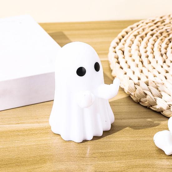 Ghost Phone Holder Cute Small Middle Finger Ghost Figurine Phone Stand Halloween Tabletop Pen Holder for Home Office Desktop Decoration