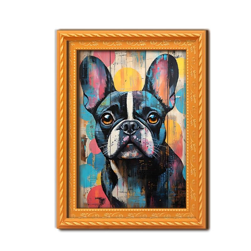 Artistic Dog Themed Refrigerator Magnets Natural Wood Frame Fridge Magnets for Kitchen Decoration