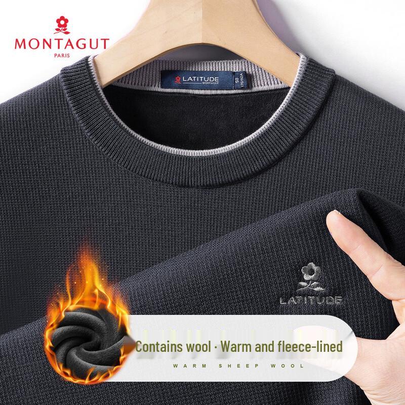 MONTAGUT Men s Winter Fleece-Lined Wool Blend Knit Sweater 52