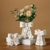 Delicate Desktop Decoration Ceramic Bow Vase with Star, Decorative Flowers Vase, Creative Flower Chic Room Decor Gifts Arrangement Holder for