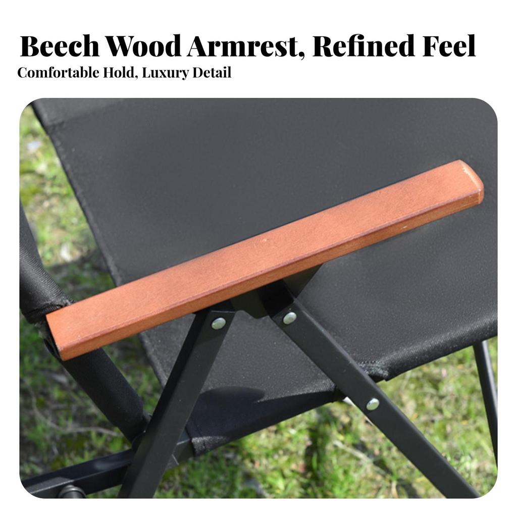 Fold-Flat Camp Chair Carbon Steel Frame Folding Camping for Sketching