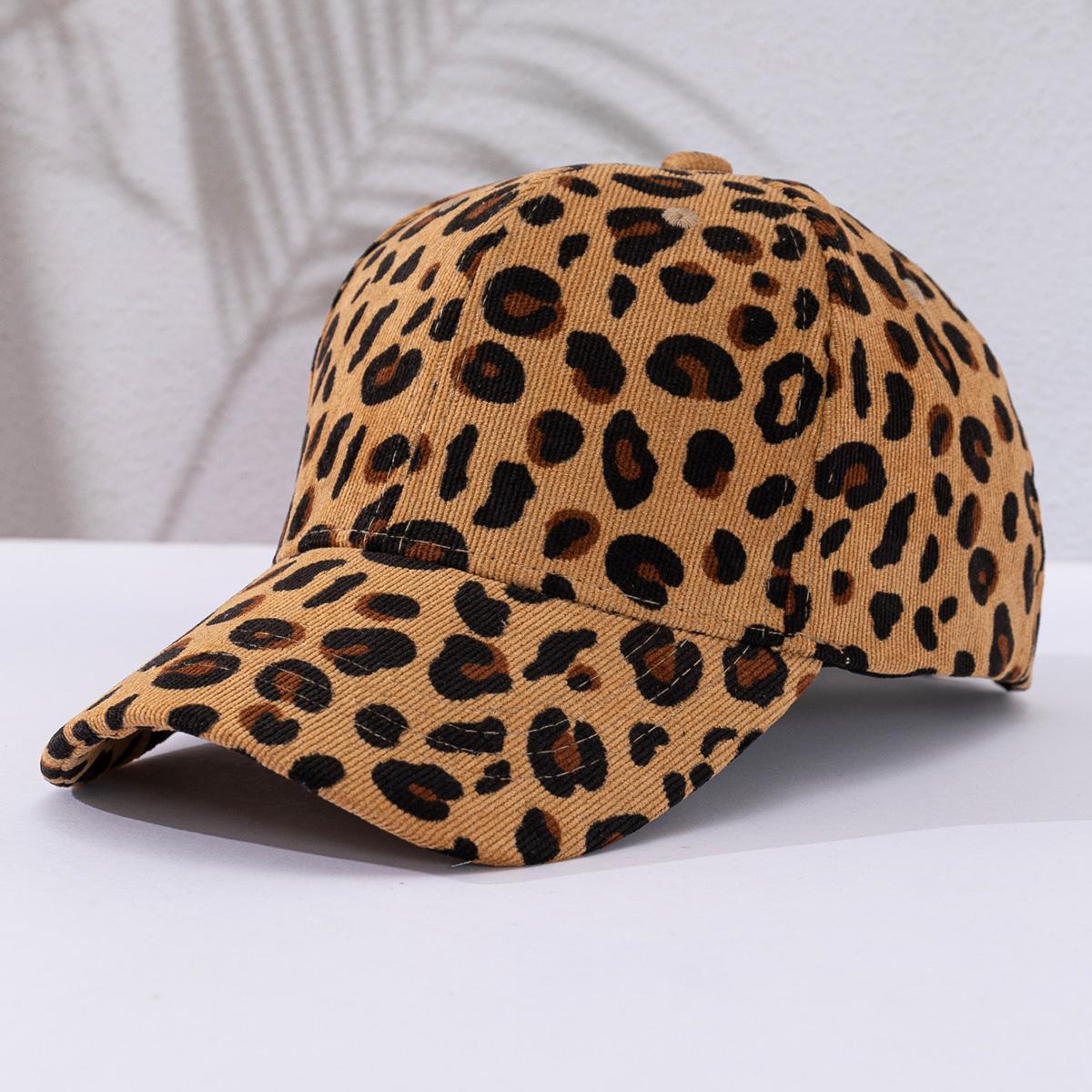 

Leopard hat Women s autumn and winter corduroy baseball cap warmth preservation sunscreen hat cap hard top men Adjustable& 8Y хакі