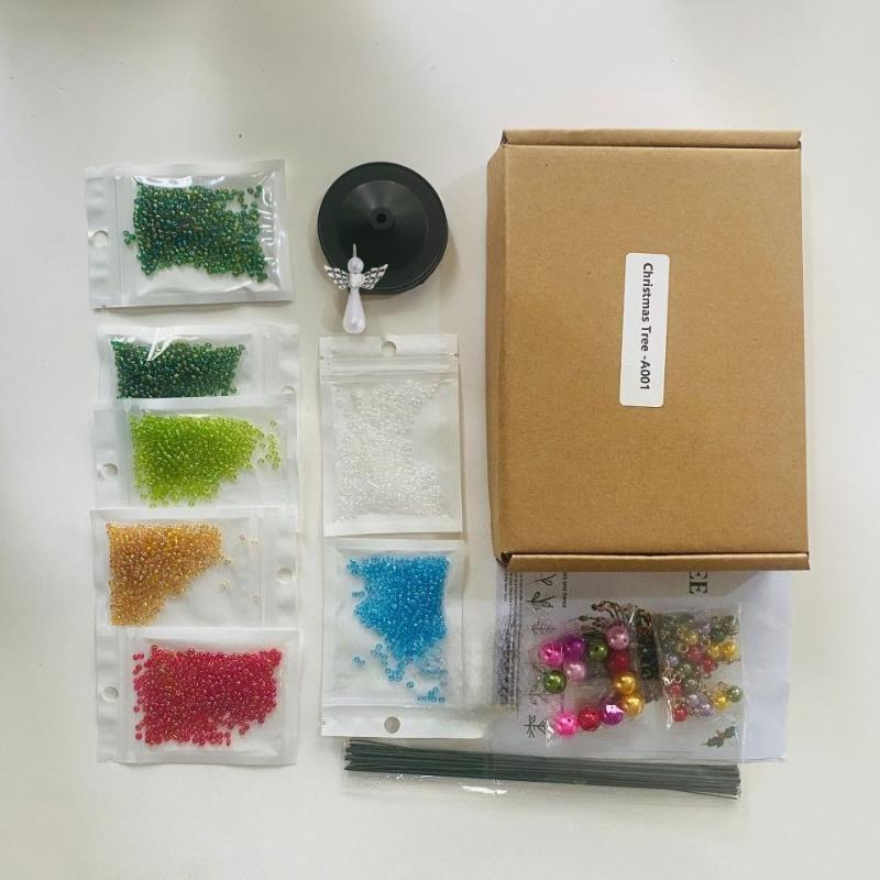 Handmade DIY Beaded Christmas Tree Making Kit, Mini Crystal Bead Christmas Tree Desktop Decor, Christmas DIY Craft Supplies