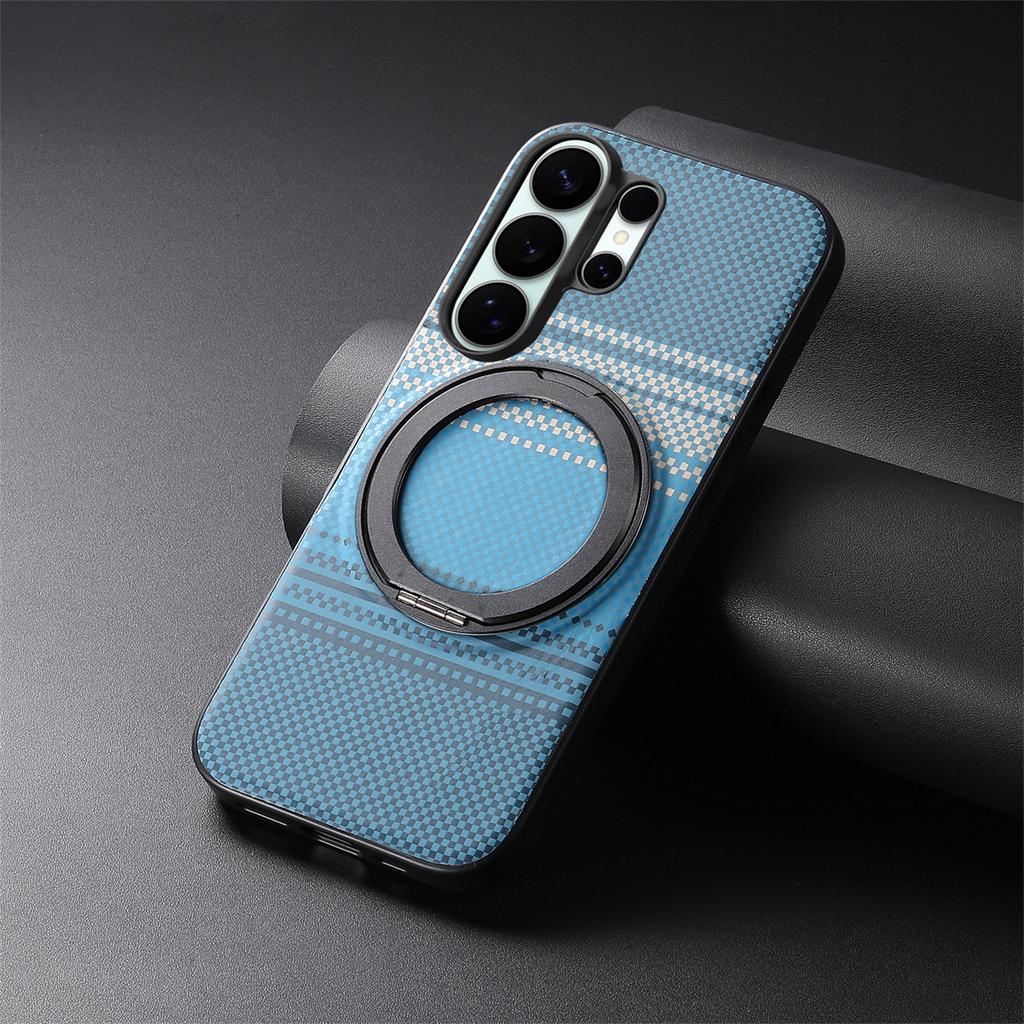 Carbon Fiber Texture 360 Rotating Magnetic Holder Case for Samsung S26 Ultra S25 S24 S23 Plus A57/37/17/07/56/36/26/16/55 Cover