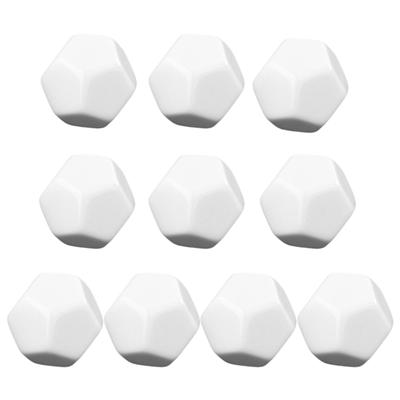 10Pcs White Blank D12 Acrylic Dice With Pentagonal Corner For Kid DIY Write Painting Graffiti Educational Toy