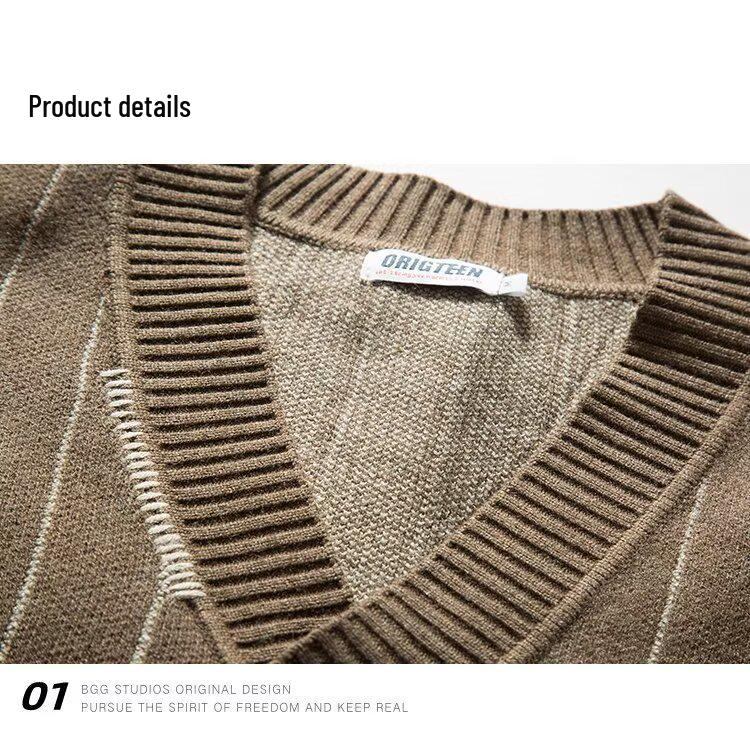 Unisex Japanischer Retro V-Ausschnitt Wollcardigan - Warm, Einfarbig, Knopfleiste Pullover