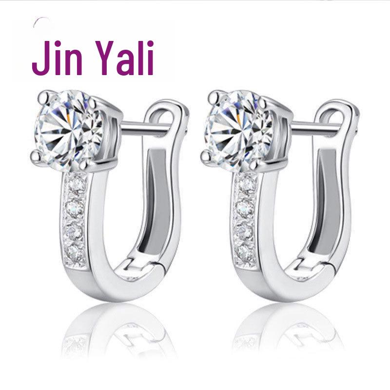 Jin Yali Fashion Korean Zircon U-Shaped Earrings