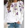 Women's Plus Size Floral Print Long Sleeve T-Shirt with Slight Stretch - Casual and Comfortable