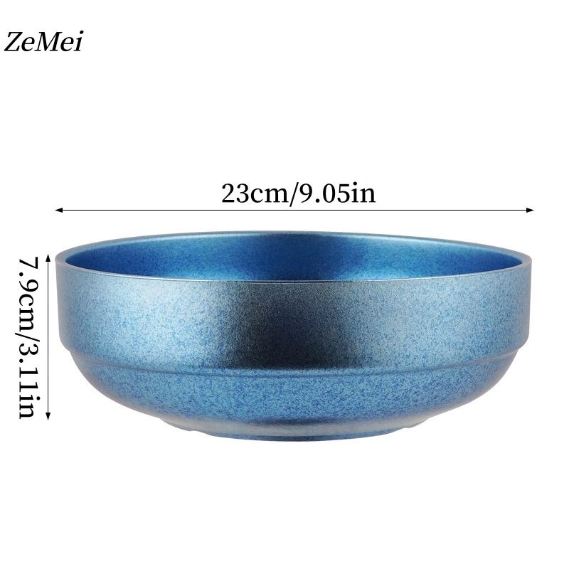 Large Size Pure Titanium Double-Wall Salad Bowl,23 Cm Home Breakfast Bowl Cheese Food Tableware,Snack Bowl Table Kitchenware