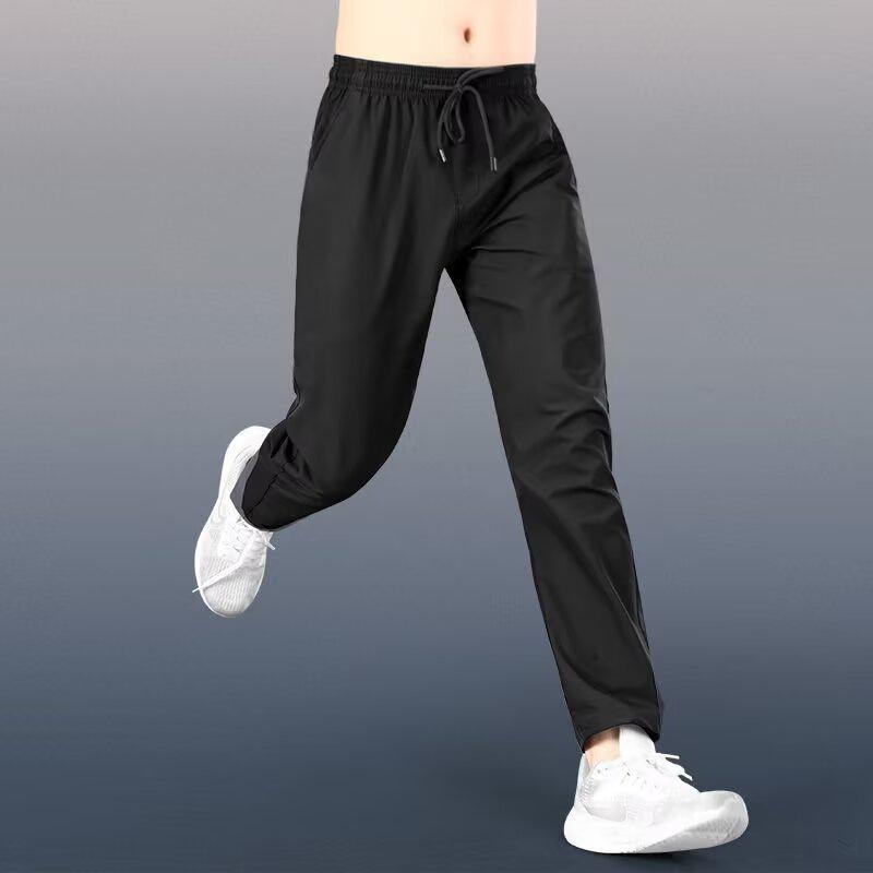 Unisex Quick-Dry Ice Silk Running Pants - Lightweight, Breathable, and Casual Fitness Wear for Summer. Medium чёрный