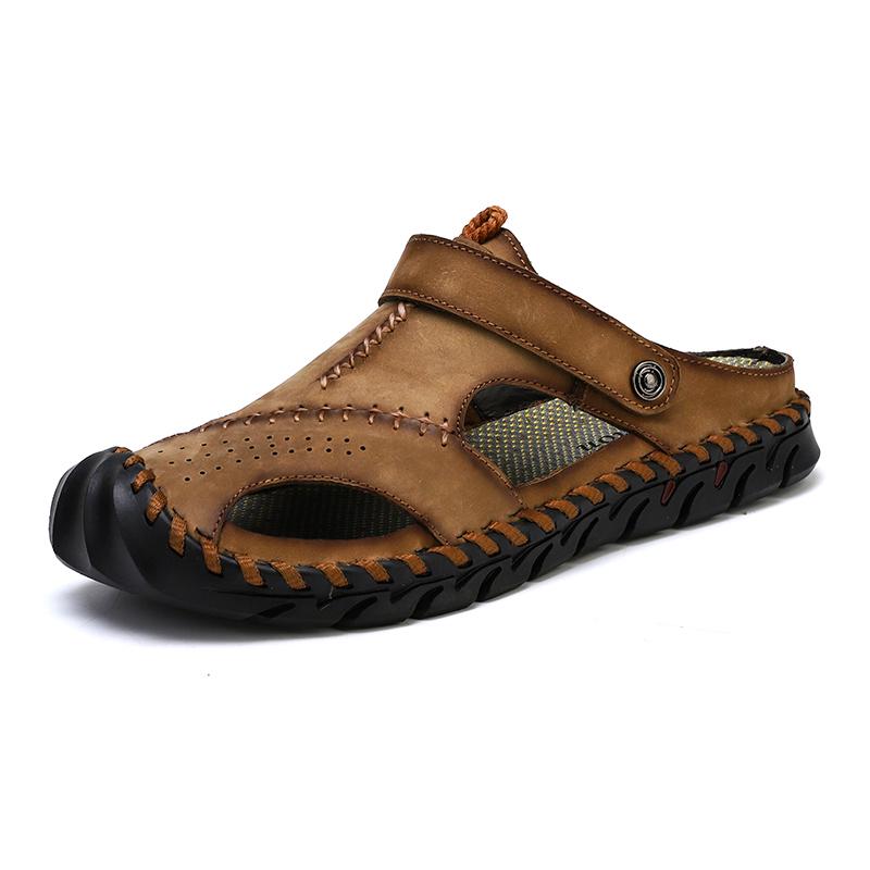 Big Size 47 Men Leather Sandals Summer Classic Men Shoes Slippers Soft Sandals Men Roman Comfortable Outdoor Walking Footwear