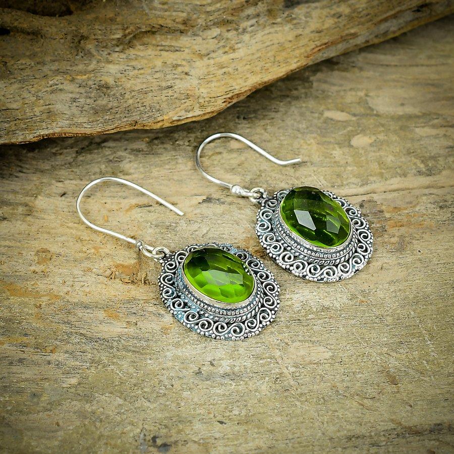 

Peridot Gemstone Handmade 925 Sterling Silver Jewelry Earring 1.58 M-222