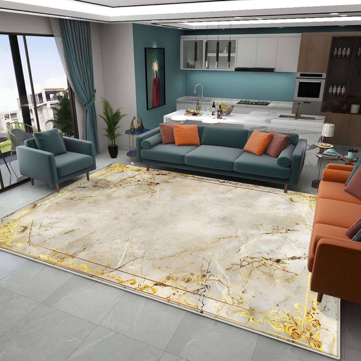 

Modern Luxury Large Living Room Carpets Marble Decoration Home Washable Antiskid Rug Easy Clean Plush Bedroom Floor Mat Lounge 60*90cm