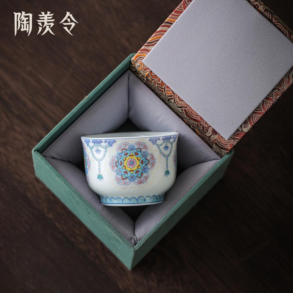 Blue and white bucket color tea cup New Chinese ceramic personal master cup Home office hospitality tea set Press hand small teacup