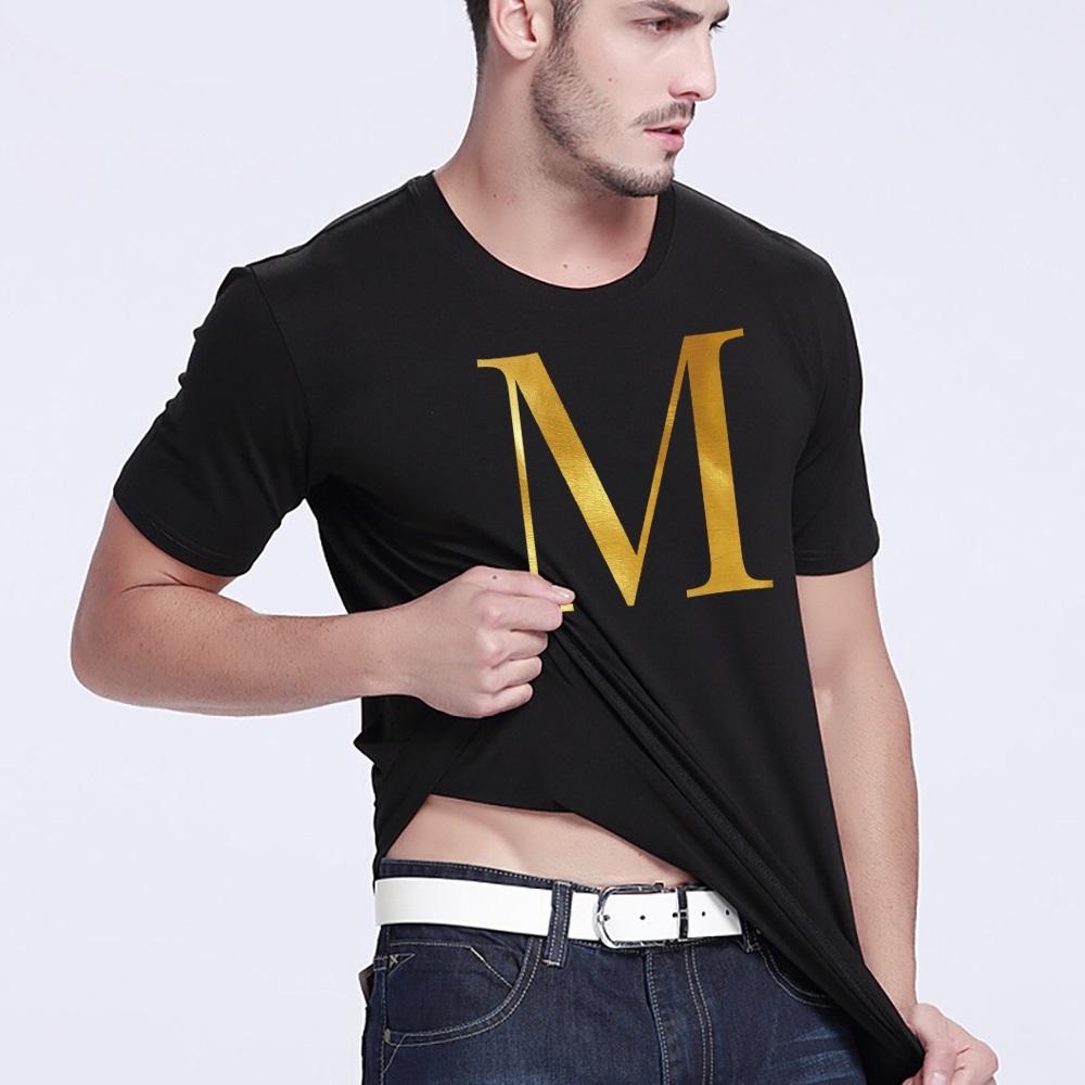 

Letter Combination Fashion Men T-Shirt Letter Font A B C D E F G Short Sleeve Tops Summer Short Sleeve Black T-Shirt Clothing M білий