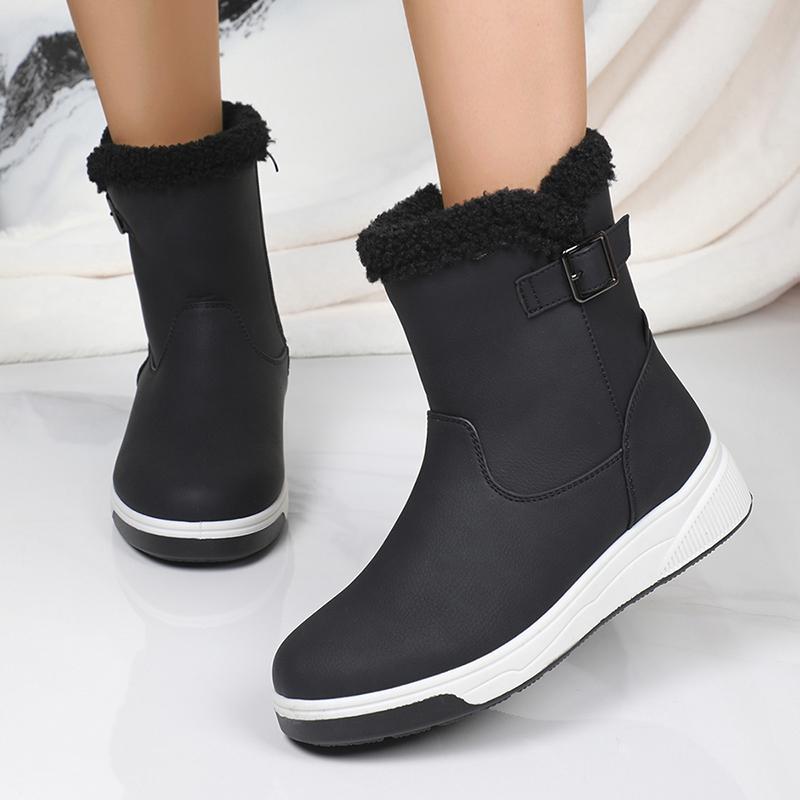 Mode Damen Schneestiefel Winter Damen Stiefeletten Dick Plüsch Rutschfest Oberschenkelhohe Stiefel Mode Warm Fell Damen Kurz Botas