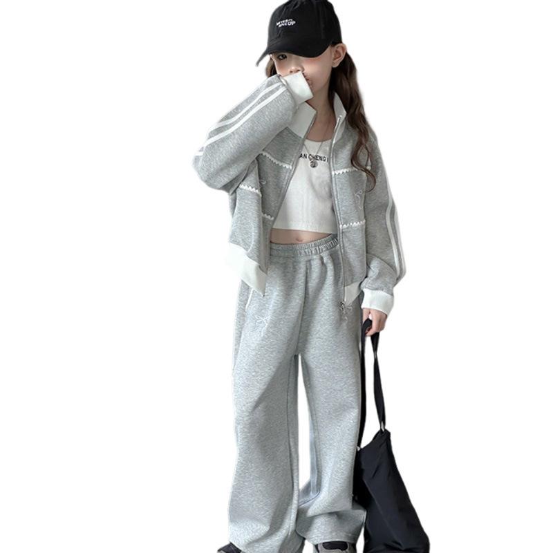 Kinderkleidungssets Mädchen Sportanzüge Frühling Herbst Jacke Hose Outdoor Lässiger Stil Trainingsanzug 2-teiliges Set für Teenager 5-14 Jahre