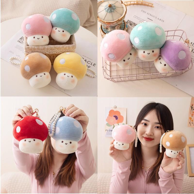 Shiitake Mushroom Plush Toys Cute Simulation Food Stuffed Dolls Keychain Pendant