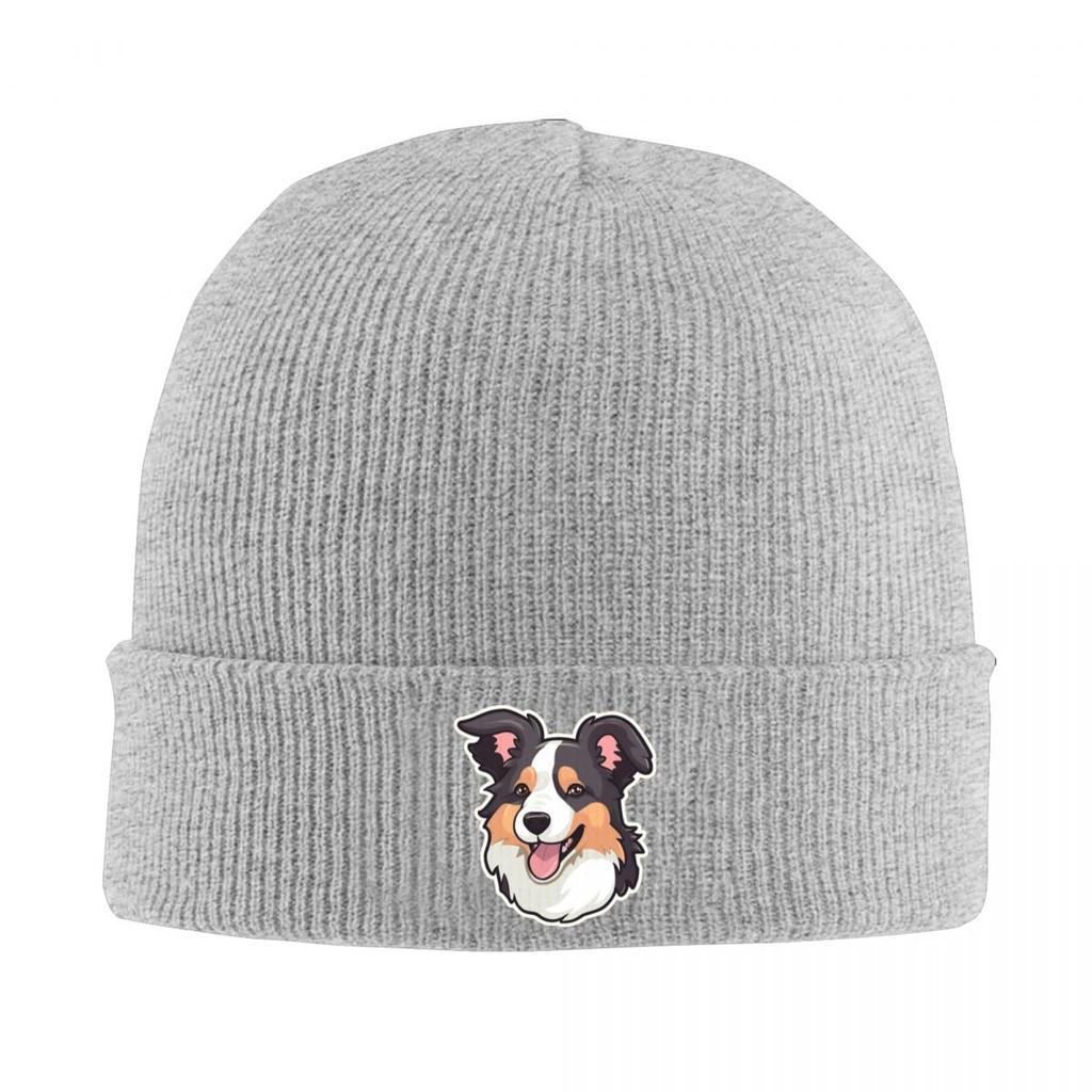 Süße flauschige Border Collie Schäferhund Warme Strickmütze Winter Strickmütze Mützen Beanies Hip Hop Caps für Unisex