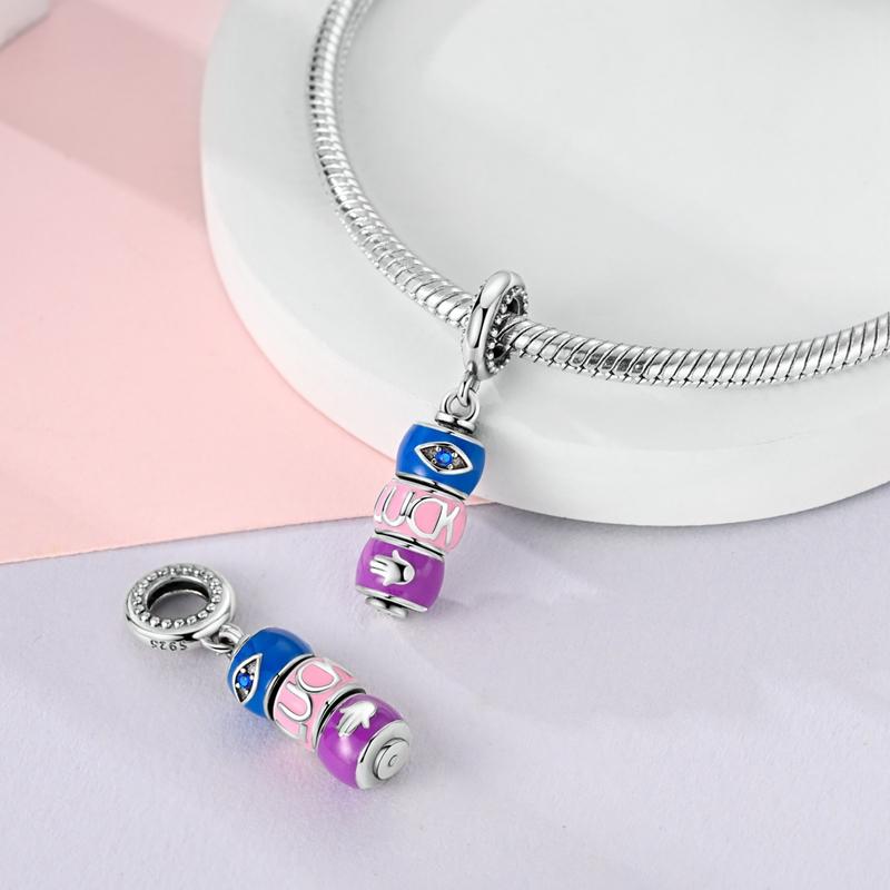 Copper Rotatable Charms Beads Eye Planet Windmill Snowflake Pendants Fit Women Original Bracelet Diy Christmas Gift