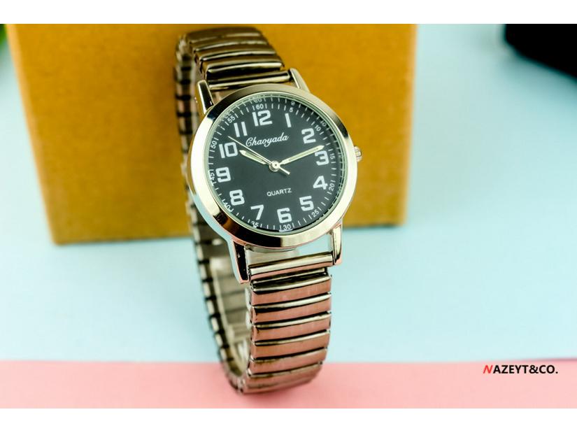 Large Number Luminous Elderly Quartz Watch with Waterproof Stainless Steel Elastic Band