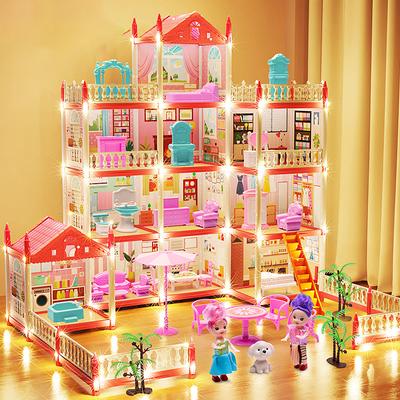 Kindermusik Puppenhaus Montage Villa Haus 3D DIY Traum Prinzessin Schloss Villa Montage Puppenhaus Set Spielzeug Mädchen Familienspielzeug